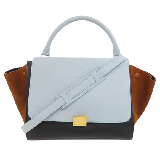 CELINE Handbag leather blue Trapeze 2WAY Women Used Authentic