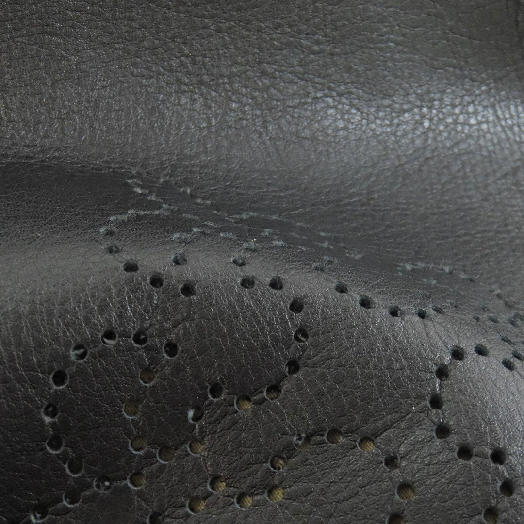 russet Tote Bag leather black Lily crest Women Used Authentic