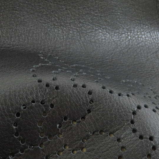 russet Tote Bag leather black Lily crest Women Used Authentic