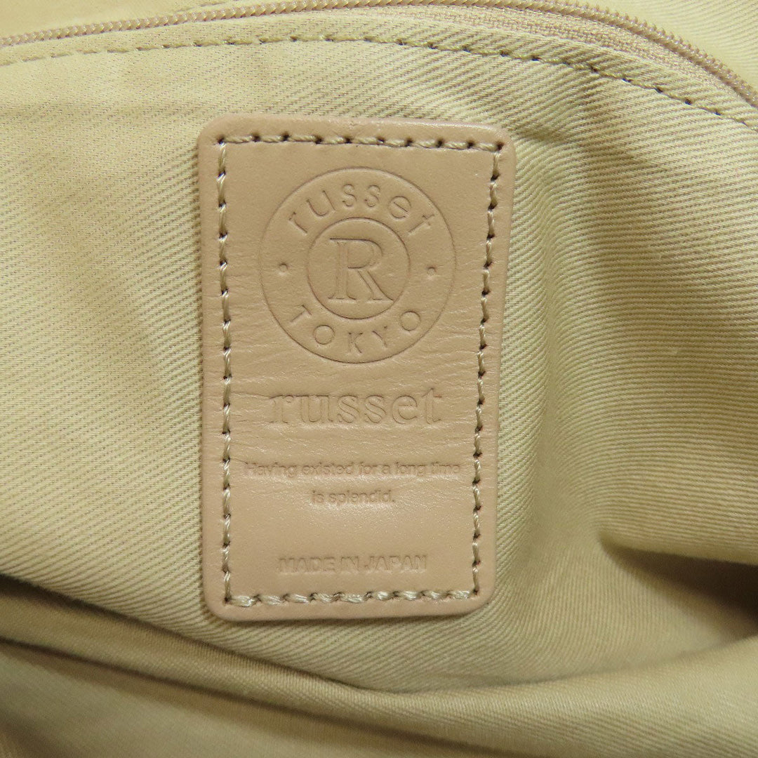 russet Tote Bag leather black Lily crest Women Used Authentic