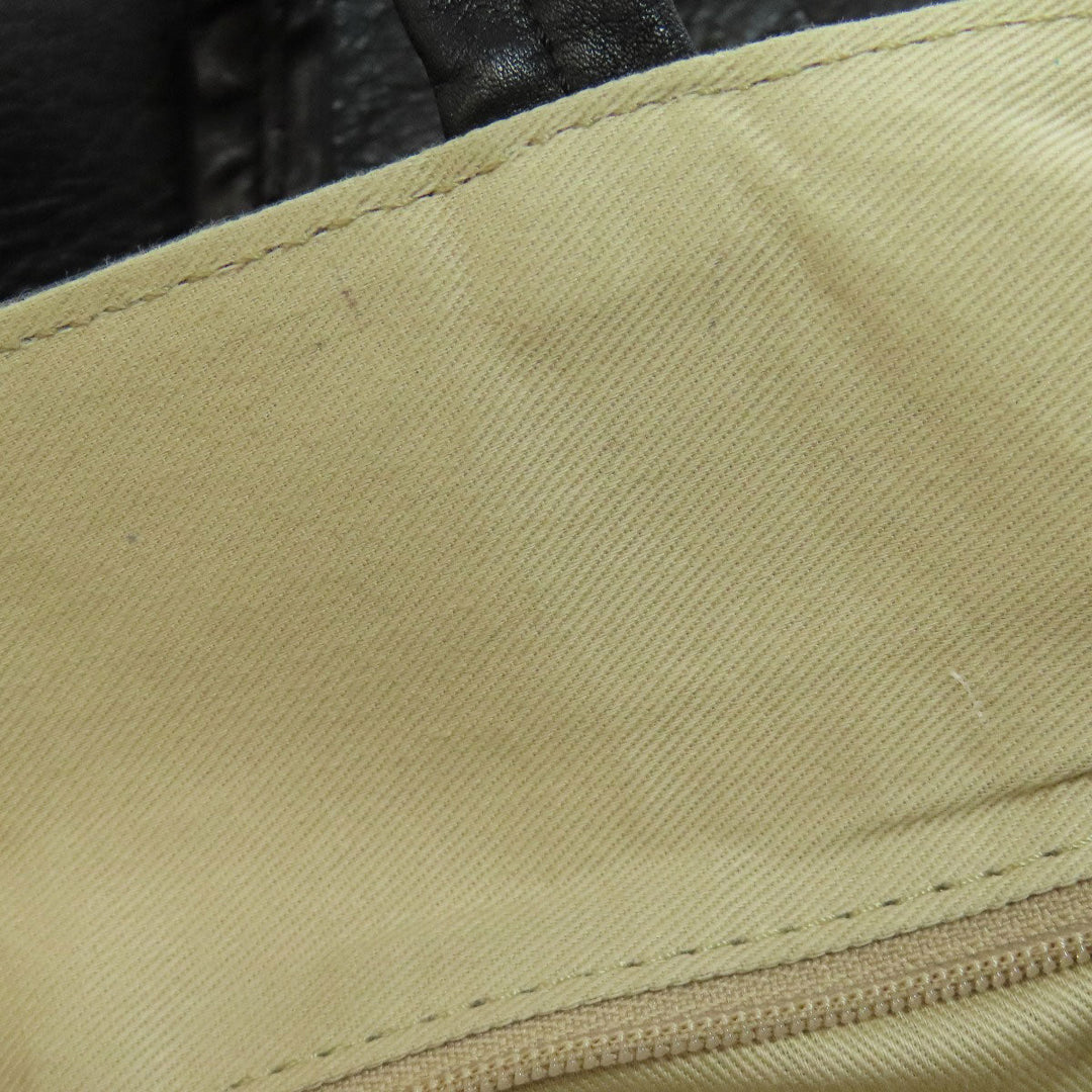 russet Tote Bag leather black Lily crest Women Used Authentic