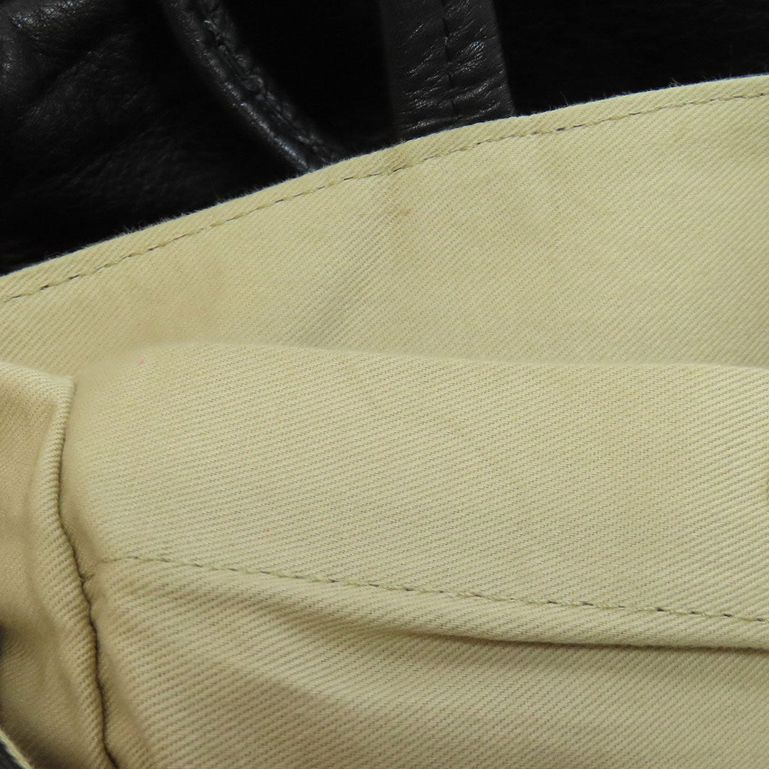 russet Tote Bag leather black Lily crest Women Used Authentic