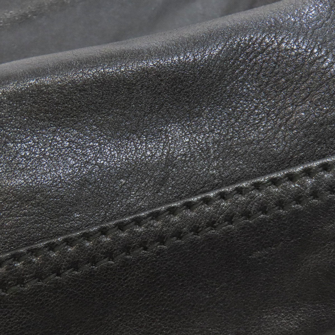BOTTEGAVENETA Shoulder Bag leather black Simple design Women Used Authentic