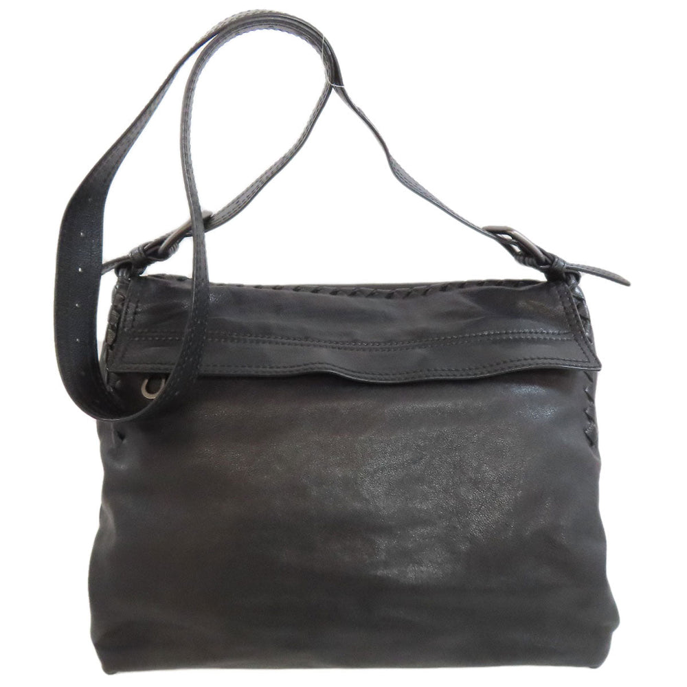 BOTTEGAVENETA Shoulder Bag leather black Simple design Women Used Authentic