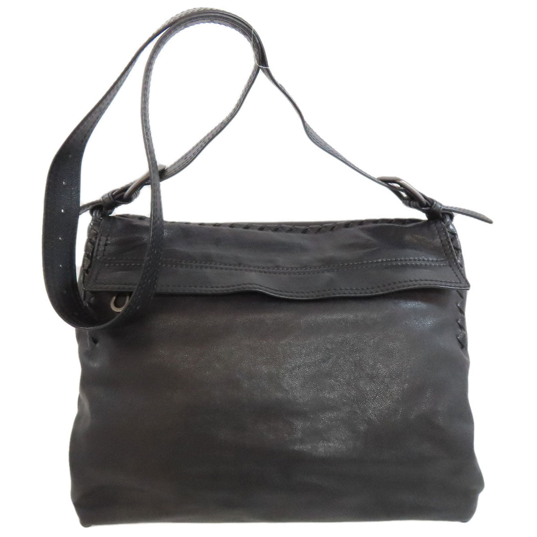 BOTTEGAVENETA Shoulder Bag leather black Simple design Women Used Authentic