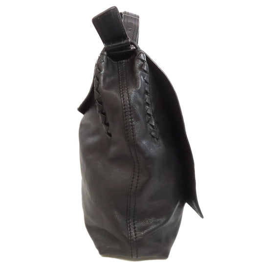 BOTTEGAVENETA Shoulder Bag leather black Simple design Women Used Authentic