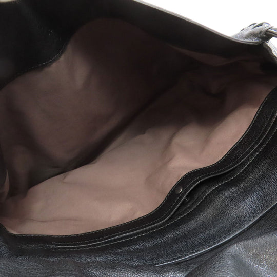 BOTTEGAVENETA Shoulder Bag leather black Simple design Women Used Authentic