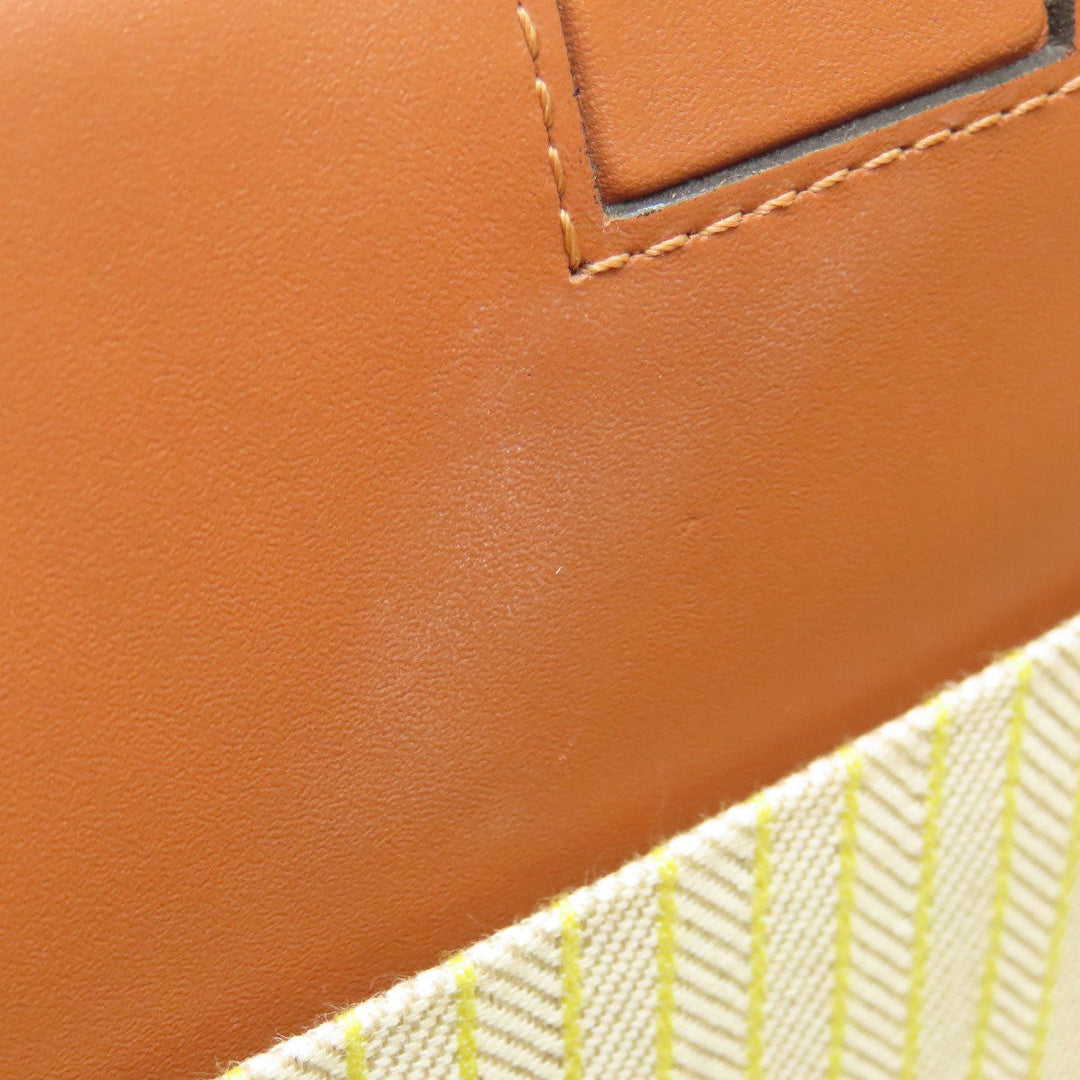 LOEWE Tote Bag Canvas, Calfskin yellow Cushion tote small Women Used Authentic
