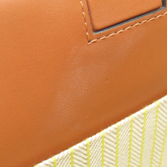 LOEWE Tote Bag Canvas, Calfskin yellow Cushion tote small Women Used Authentic