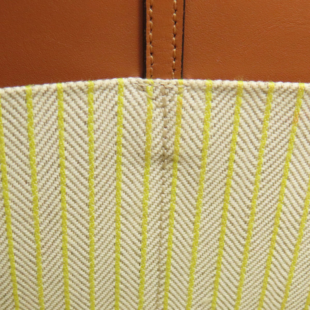 LOEWE Tote Bag Canvas, Calfskin yellow Cushion tote small Women Used Authentic