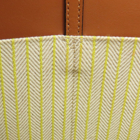 LOEWE Tote Bag Canvas, Calfskin yellow Cushion tote small Women Used Authentic