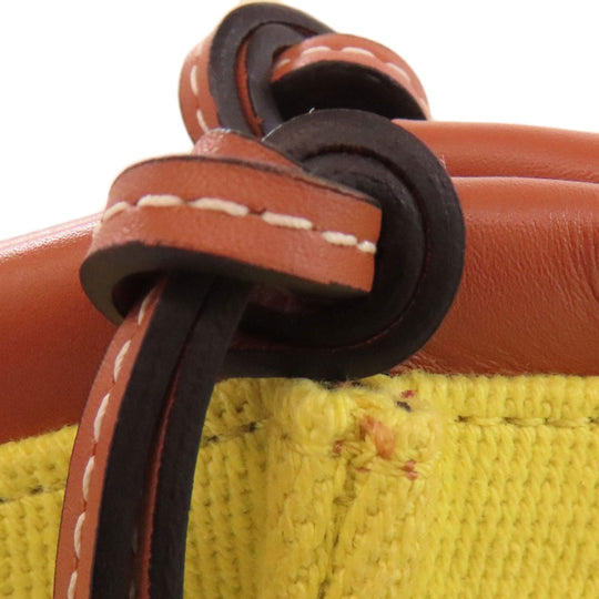 LOEWE Tote Bag Canvas, Calfskin yellow Cushion tote small Women Used Authentic