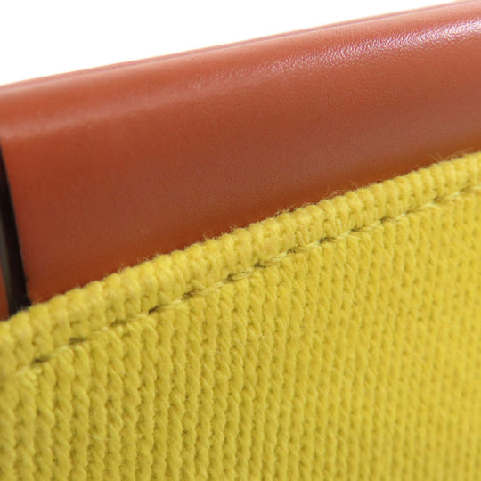 LOEWE Tote Bag Canvas, Calfskin yellow Cushion tote small Women Used Authentic
