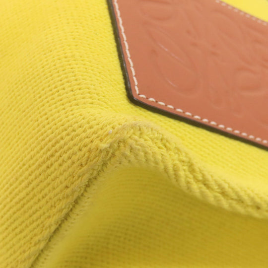 LOEWE Tote Bag Canvas, Calfskin yellow Cushion tote small Women Used Authentic