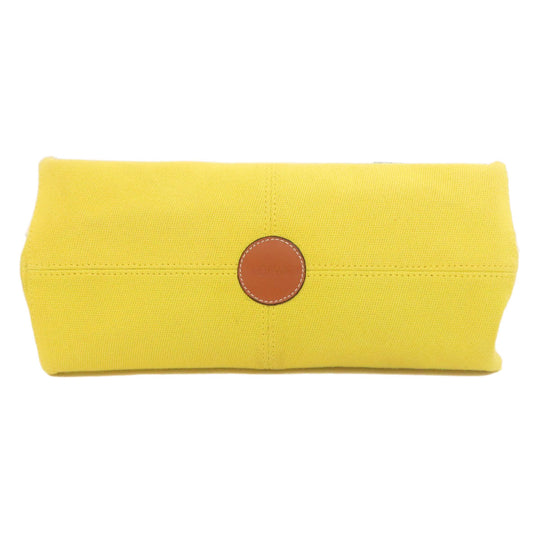 LOEWE Tote Bag Canvas, Calfskin yellow Cushion tote small Women Used Authentic
