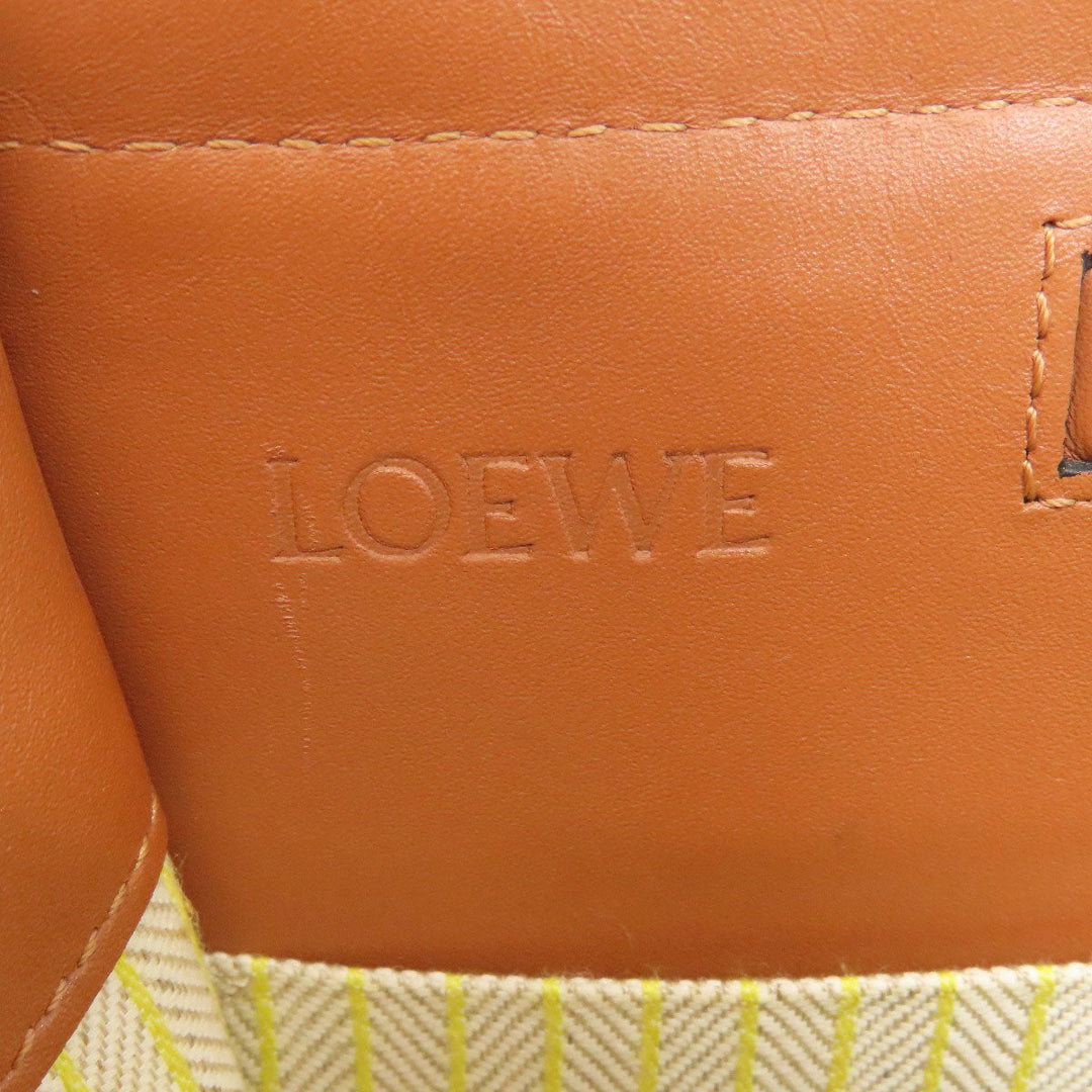 LOEWE Tote Bag Canvas, Calfskin yellow Cushion tote small Women Used Authentic