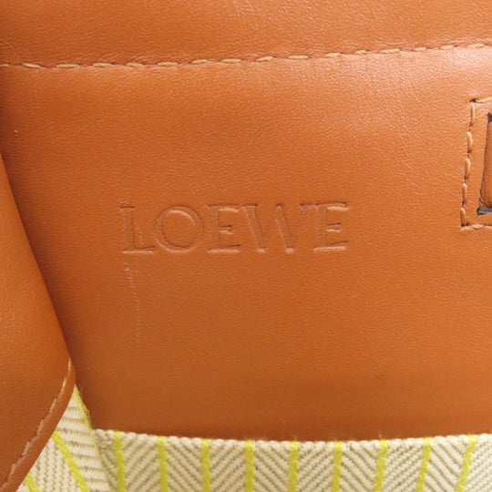 LOEWE Tote Bag Canvas, Calfskin yellow Cushion tote small Women Used Authentic