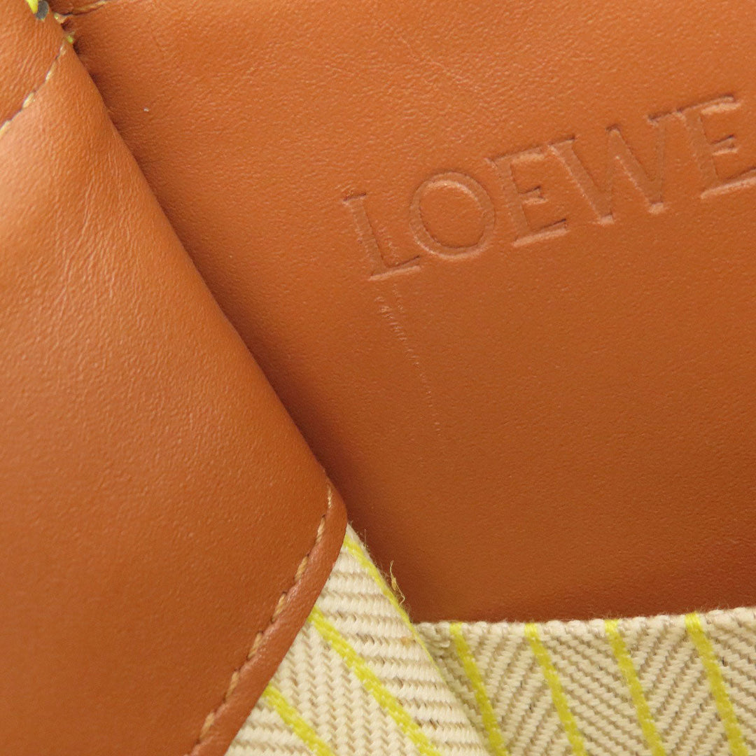 LOEWE Tote Bag Canvas, Calfskin yellow Cushion tote small Women Used Authentic