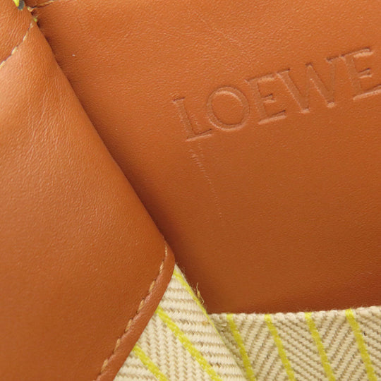 LOEWE Tote Bag Canvas, Calfskin yellow Cushion tote small Women Used Authentic