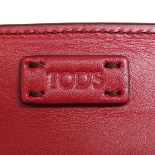 TOD�fS Handbag leather Red Double T 2WAY Women Used Authentic