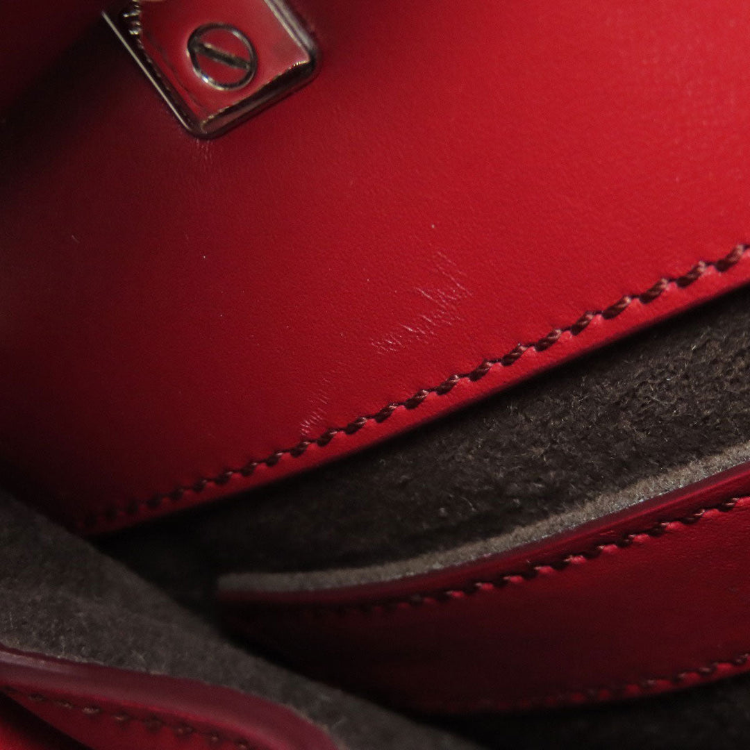 TOD�fS Handbag leather Red Double T 2WAY Women Used Authentic