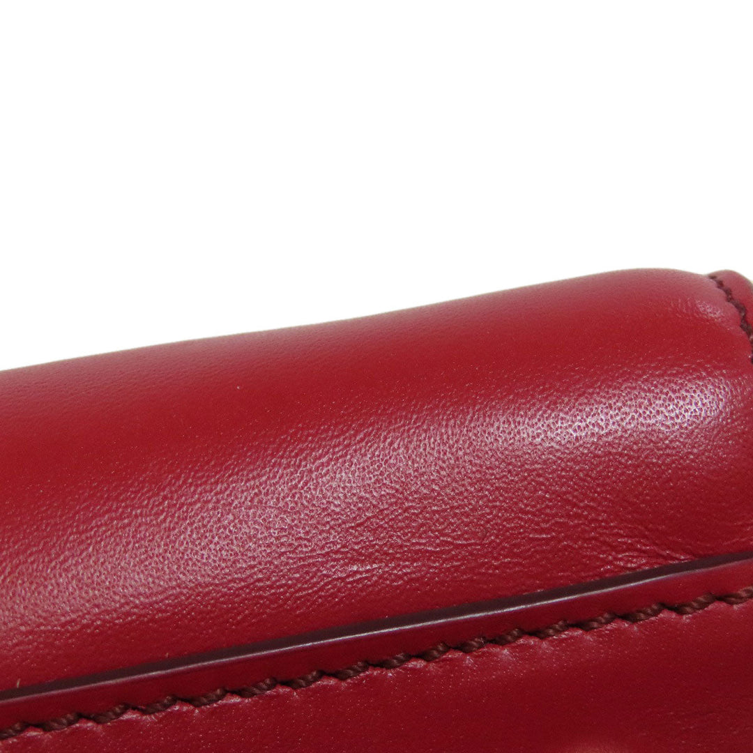 TOD�fS Handbag leather Red Double T 2WAY Women Used Authentic