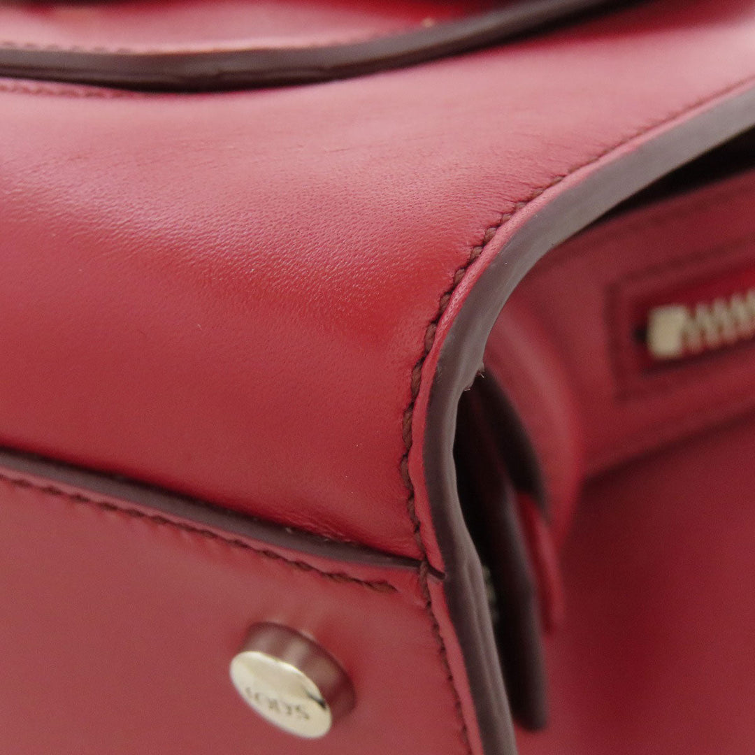 TOD�fS Handbag leather Red Double T 2WAY Women Used Authentic