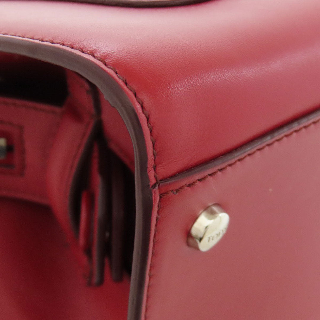 TOD�fS Handbag leather Red Double T 2WAY Women Used Authentic