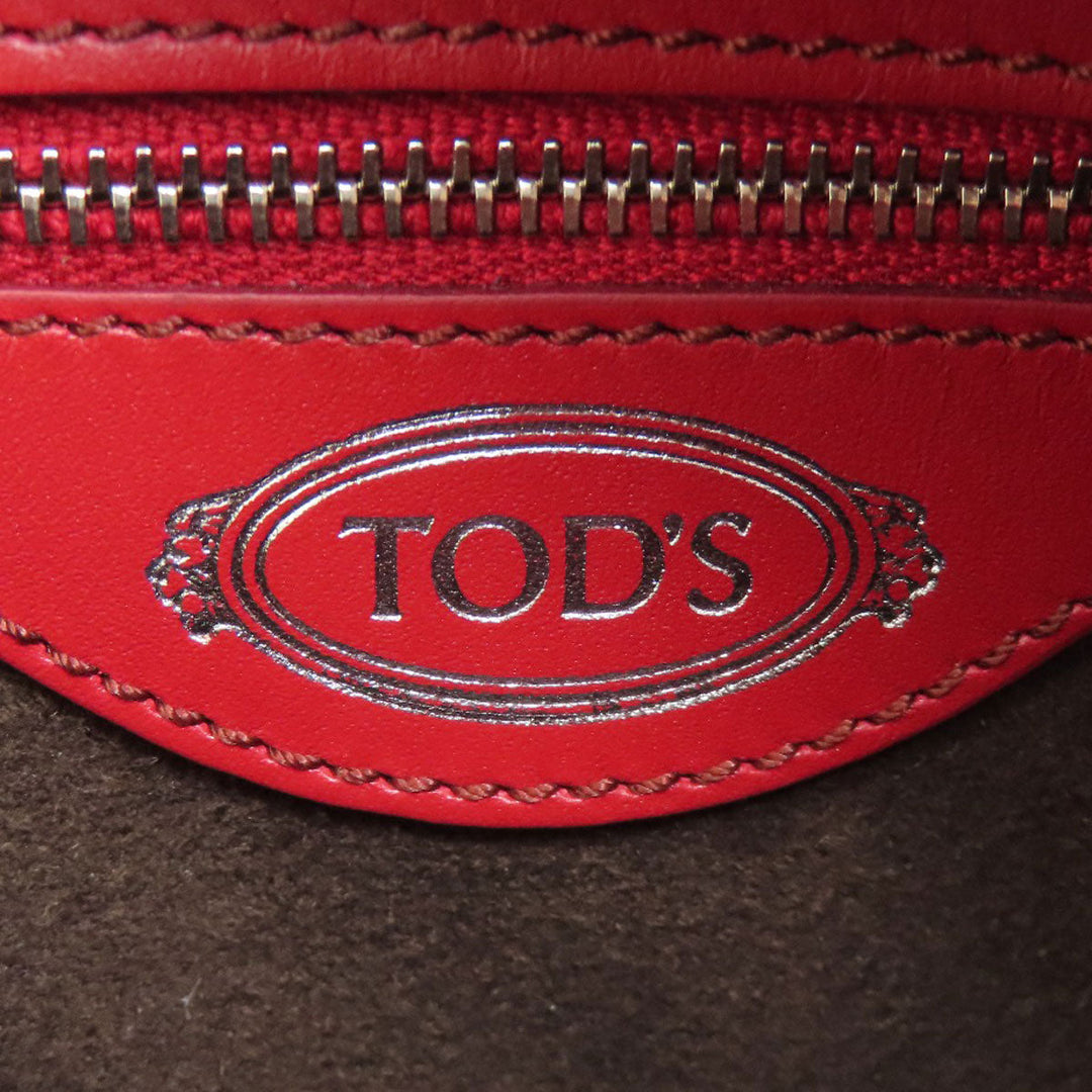TOD�fS Handbag leather Red Double T 2WAY Women Used Authentic