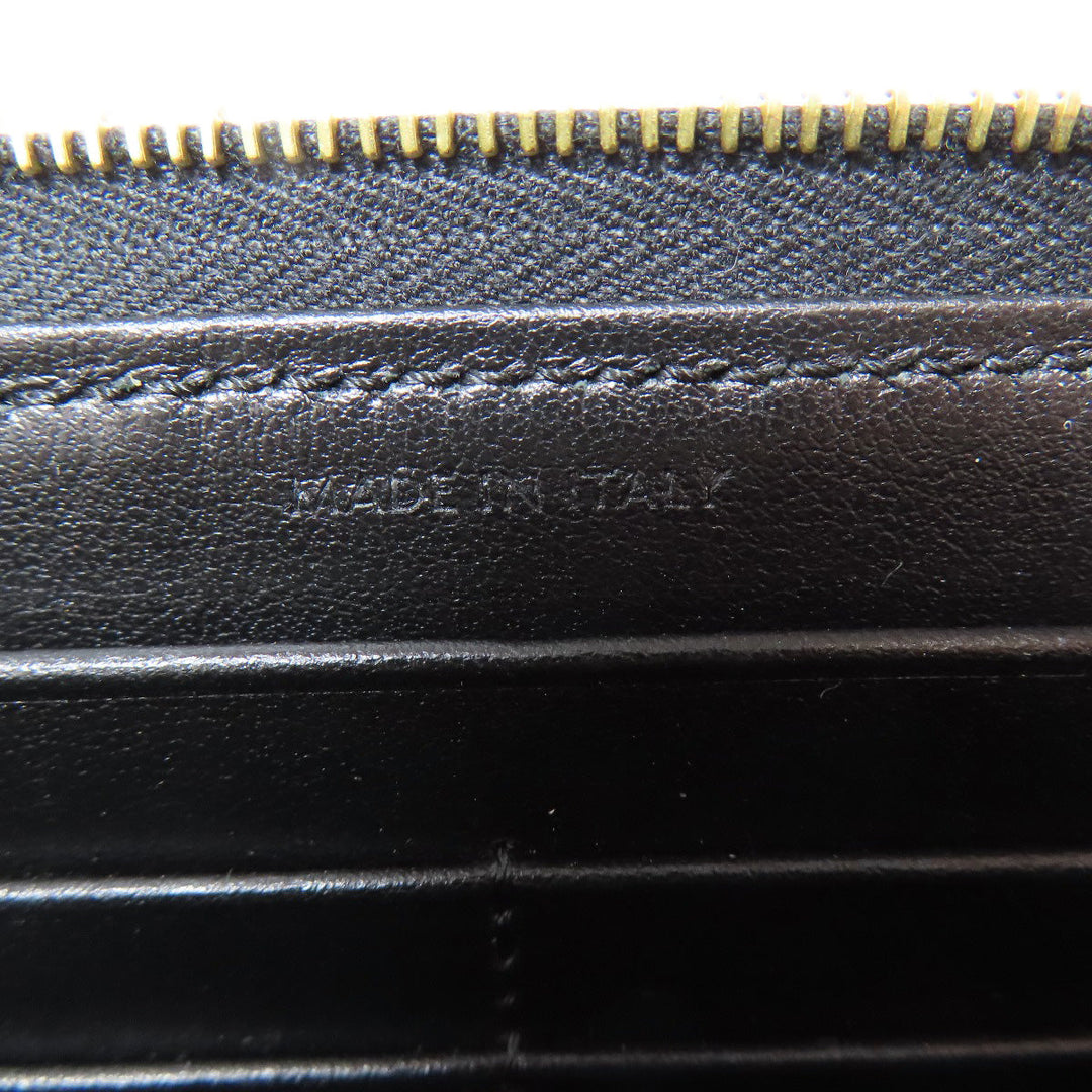 CELINE Long Wallet Purse leather black Zip Around Women(Unisex) Used Authentic
