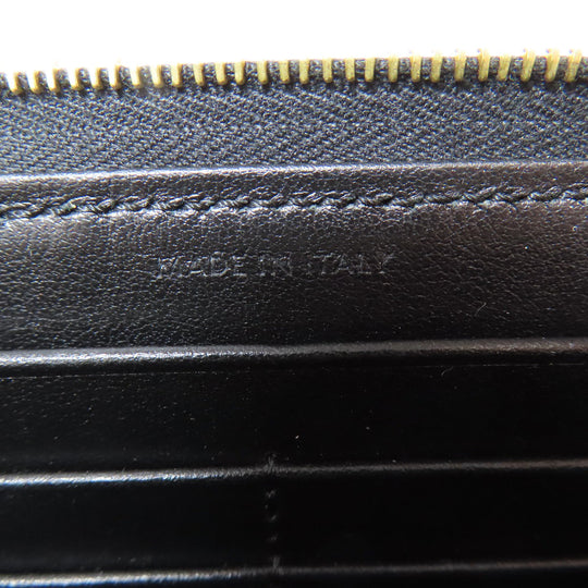 CELINE Long Wallet Purse leather black Zip Around Women(Unisex) Used Authentic