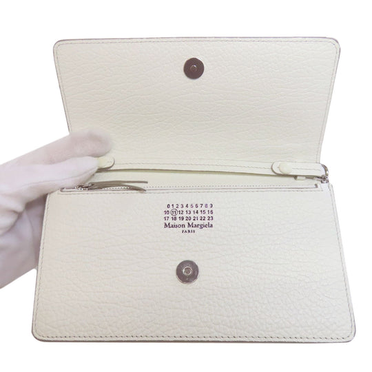 Maison Margiela Long Wallet Purse leather white Chain wallet Women Used Authentic