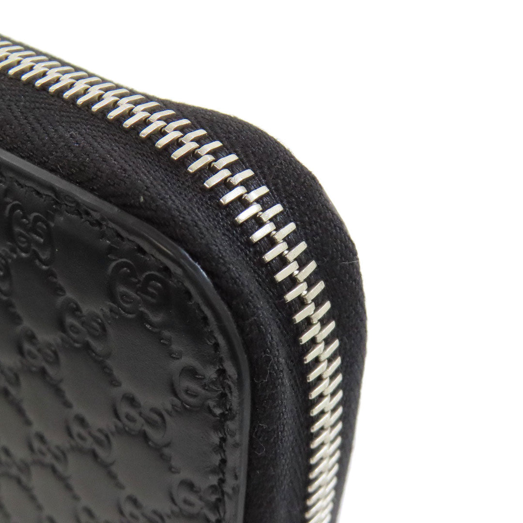 GUCCI Long Wallet Purse 544473 leather black Outlet GG Signature Micro Shima mens(Unisex) Used Authentic