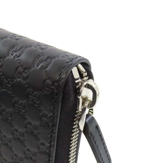 GUCCI Long Wallet Purse 544473 leather black Outlet GG Signature Micro Shima mens(Unisex) Used Authentic