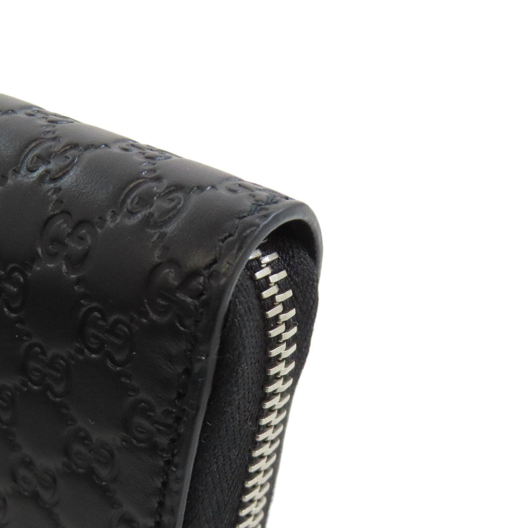GUCCI Long Wallet Purse 544473 leather black Outlet GG Signature Micro Shima mens(Unisex) Used Authentic