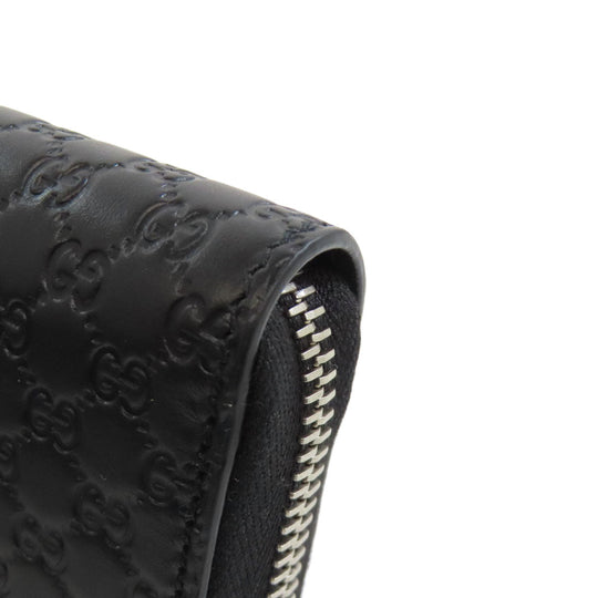 GUCCI Long Wallet Purse 544473 leather black Outlet GG Signature Micro Shima mens(Unisex) Used Authentic