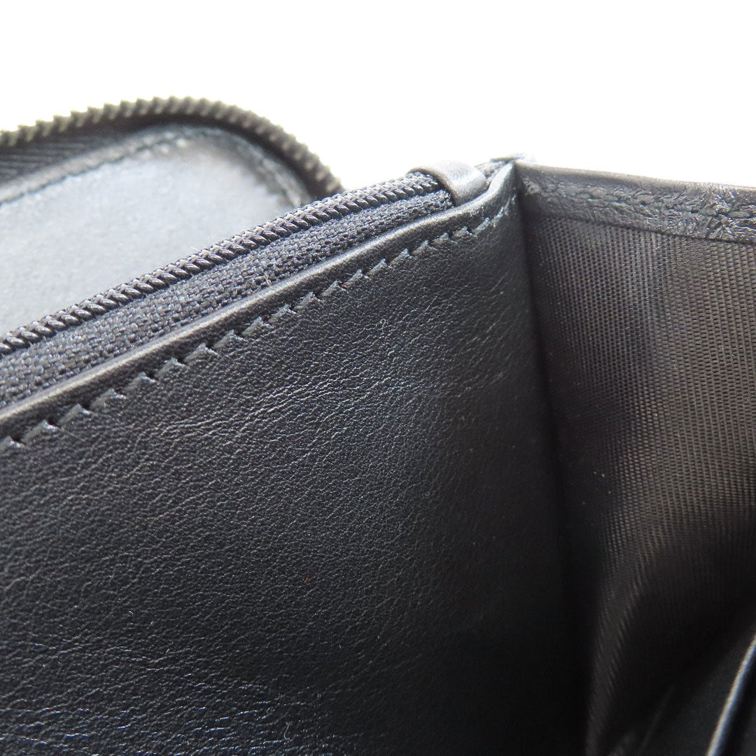 GUCCI Long Wallet Purse 544473 leather black Outlet GG Signature Micro Shima mens(Unisex) Used Authentic