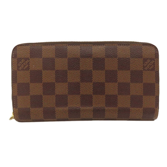 LOUIS VUITTON Long Wallet Purse N60046 Damier canvas Brown Zippy wallet