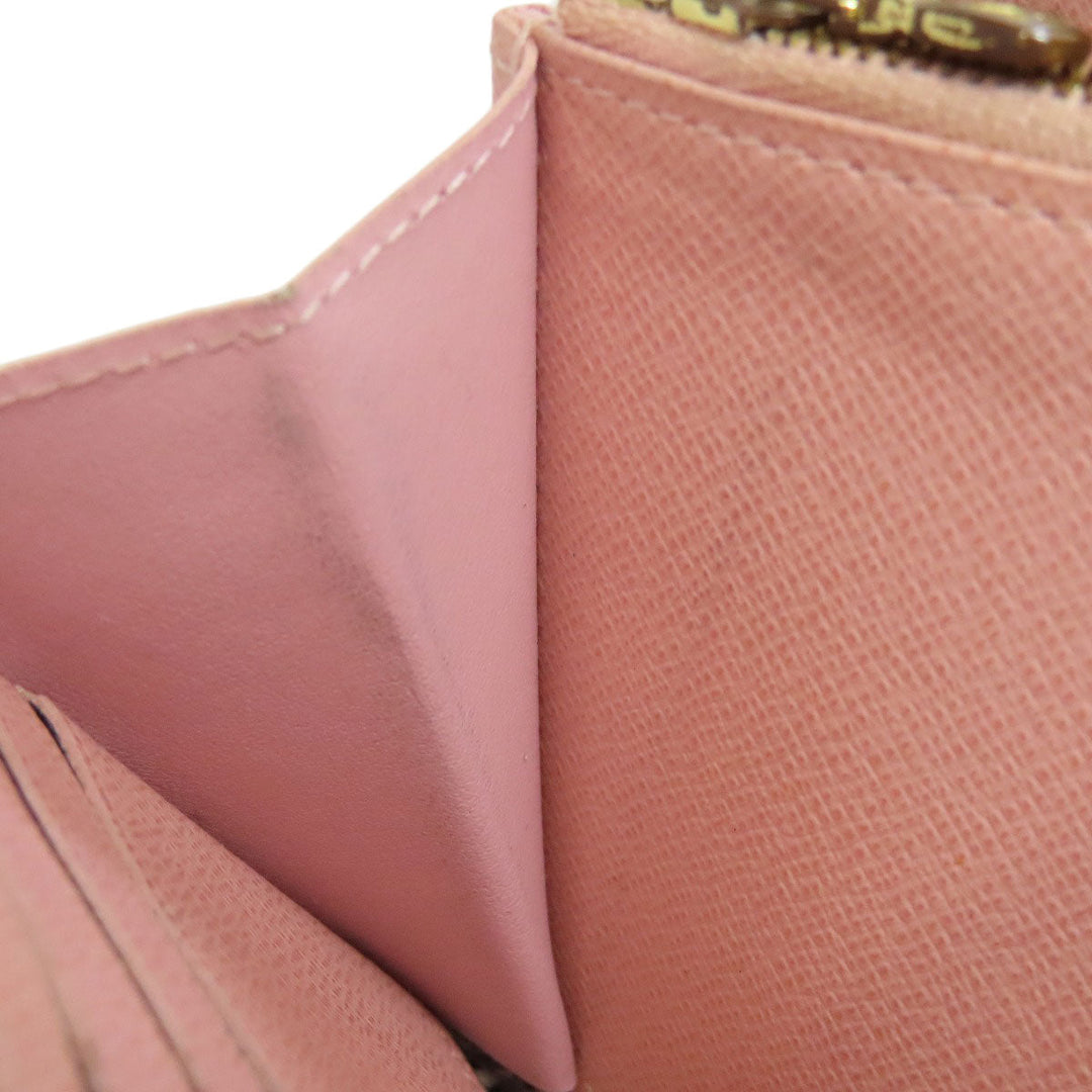 LOUIS VUITTON Long Wallet Purse N60046 Damier canvas Brown Zippy wallet