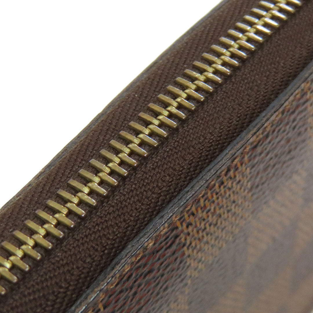LOUIS VUITTON Long Wallet Purse N60046 Damier canvas Brown Zippy wallet