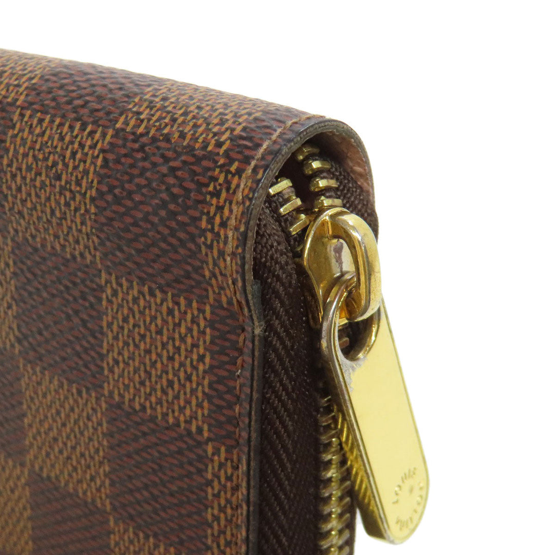 LOUIS VUITTON Long Wallet Purse N60046 Damier canvas Brown Zippy wallet