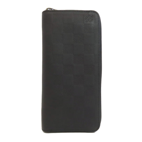 LOUIS VUITTON Long Wallet Purse N63548 Damier Anfini black Zippy wallet  Vertical mens Used Authentic