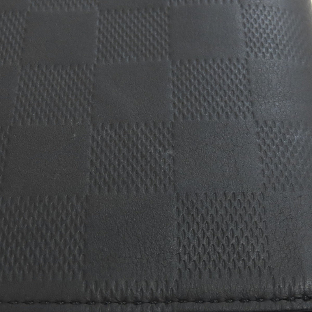LOUIS VUITTON Long Wallet Purse N63548 Damier Anfini black Zippy wallet  Vertical mens Used Authentic
