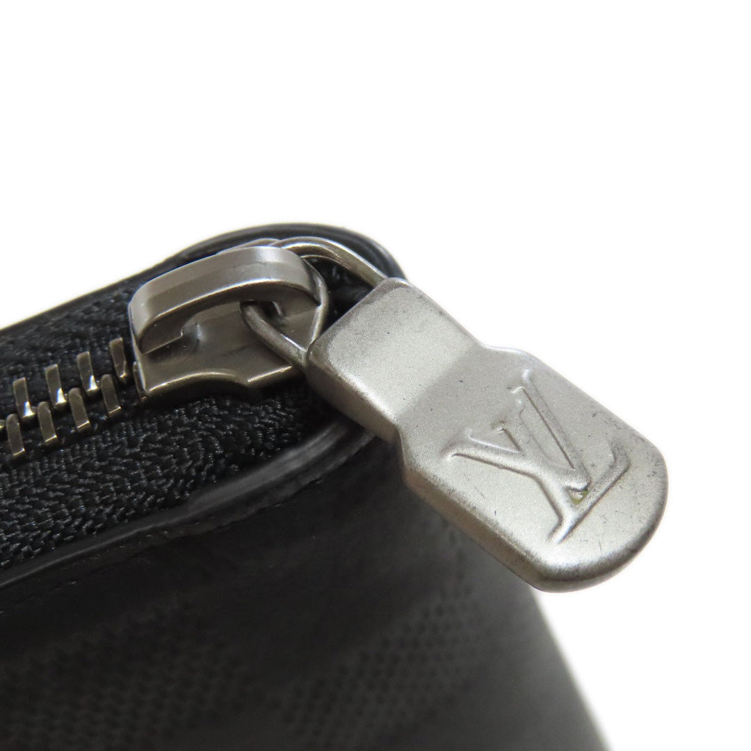 LOUIS VUITTON Long Wallet Purse N63548 Damier Anfini black Zippy wallet  Vertical mens Used Authentic