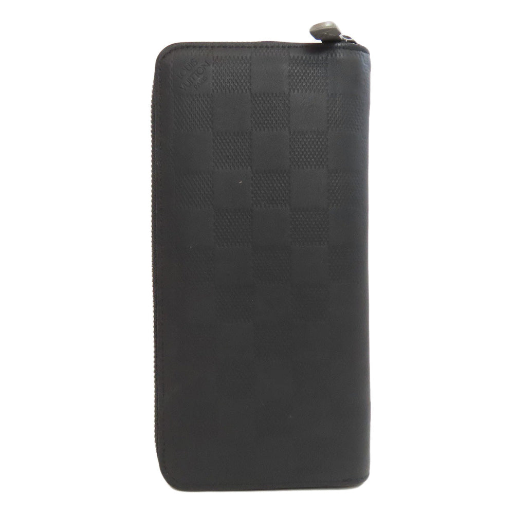 LOUIS VUITTON Long Wallet Purse N63548 Damier Anfini black Zippy wallet  Vertical mens Used Authentic