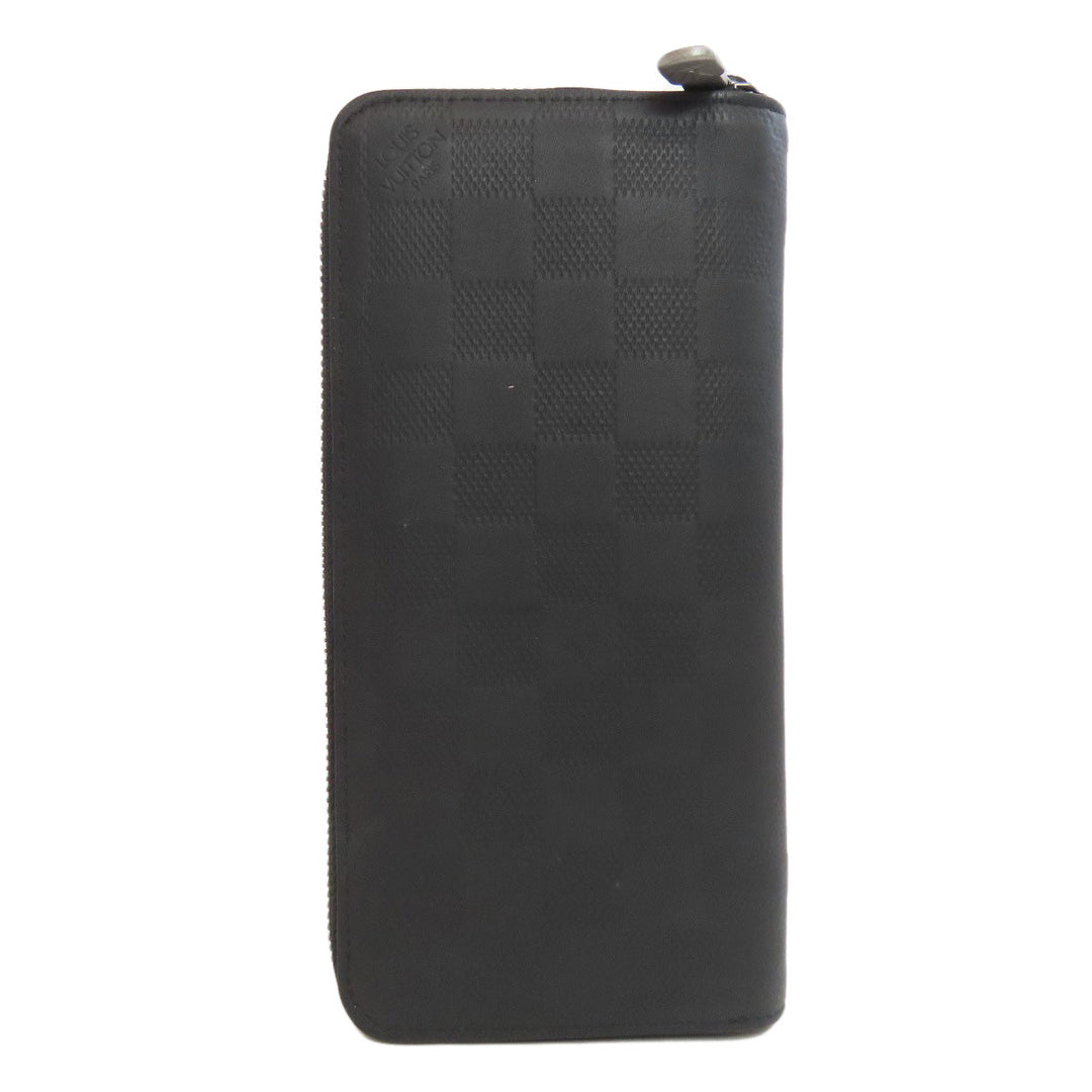 LOUIS VUITTON Long Wallet Purse N63548 Damier Anfini black Zippy wallet  Vertical mens Used Authentic