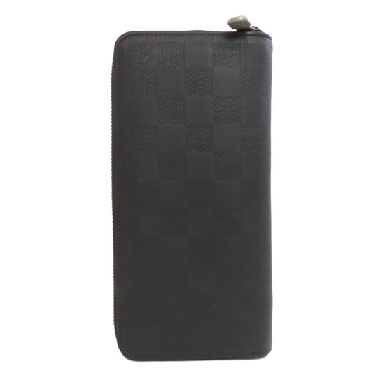LOUIS VUITTON Long Wallet Purse N63548 Damier Anfini black Zippy wallet  Vertical mens Used Authentic