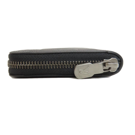 LOUIS VUITTON Long Wallet Purse N63548 Damier Anfini black Zippy wallet  Vertical mens Used Authentic