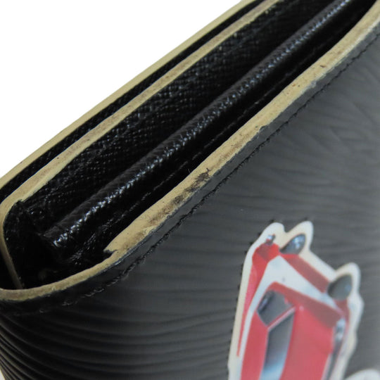 LOUIS VUITTON Long Wallet Purse M62008 Epi black Portefeuille Twist Sticker Women Used Authentic