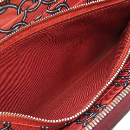 HERMES Long Wallet Purse Epsom Red Azap Silkin Silver Metal Women Used Authentic